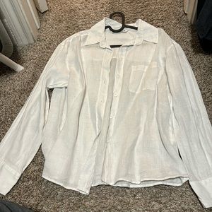 Zara Classic White Linen Top in Size S